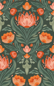 Shades Of Green Wallpaper Vintage Floral Wall Mural design