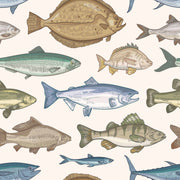 Cream Multicolor Fish Pattern Wallpaper design