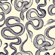 Cream and Navy Blue Snake Pattern Wallpaper design