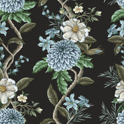 Black Opulent Bloom Floral Wallpaper design