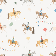 Multicolor Playful Horse Riders Kids Wallpaper design