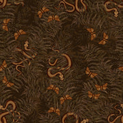 Dark Earthy Fern and Butterfly Wallpaper design