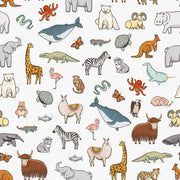 White Multicolor Cartoon Animal Kids Wallpaper design