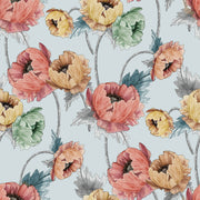 Sky Blue Multicolor Oversized Floral Wallpaper design