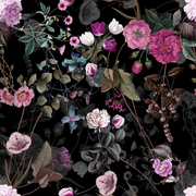 Dark Botanical Rose Floral Wallpaper design