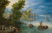 Vintage Blue and Green Lakeside Landscape Wall Mural design