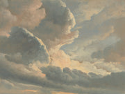 Soft Beige and Blue Cloudscape Art Wall Mural design