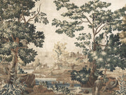 Vintage Beige Woodland Landscape Wall Mural design