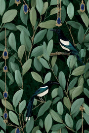 Foliage Wallpaper Birds Ornate Removable Wall Decor design
