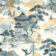 Asian Landscape Wallpaper Pagoda Traditional Decorative Mural design