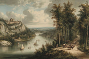 Traditional Landscape Wallpaper River Sailboats Wall Mural design