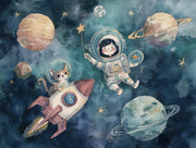 Astronaut Wallpaper Cat Planets Wall Mural design
