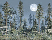 Shades Of Green Wallpaper Moonlit Night Sky Removable Wall Decor design