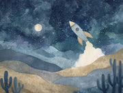Starry Night Wallpaper Rocket Dreamy Wall Mural design