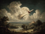 Castle Landscape Wallpaper Rocket Moon Wall Mural design