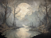 Ethereal Landscape Wallpaper Moon Abstract Wall Decor design