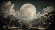Moon Landscape Wallpaper Mountains Removable Clouds Wall Decor design