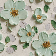 Floral Wallpaper Impasto Texture Removable Mint Green Petals Wall Decor design