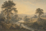 Pastoral Landscape Wallpaper River Valley Removable Golden Sky Wall Decor design