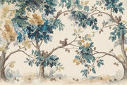 Watercolor Oak Trees Wallpaper Squirrels Nature Landscape Removable Wall Decor design