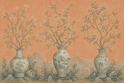 Chinoiserie Wallpaper Porcelain Vases Oriental Landscape Wall Mural design