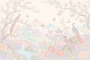 Chinoiserie Wallpaper Pastel Floral Landscape Removable Wall Decor design