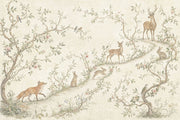 Woodland Toile Wallpaper Pastoral Landscape Removable Deer And Fawn Wall Decor design
