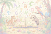 Alphabet Letters Wallpaper Storybook Tropical Jungle Removable Wall Decor design