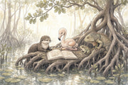 Storybook Illustration Wallpaper Wetland Landscape Removable Mangrove Roots Wall Decor design