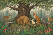 Woodland Wallpaper Forest Animals Removable Oak Tree Wall Decor design