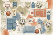 Sports Collage Wallpaper Watercolor Motivational Quotes Wall Mural design
