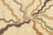 Topographic Wallpaper River Like Lines Dot Painting Wall Mural design