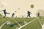 Soccer Wallpaper Football Field Removable Players Silhouettes Wall Decor design