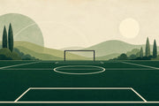 Muted Green Wallpaper Soccer Field Landscape Removable Wall Decor design