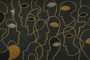 Abstract Faces Wallpaper Gold Line Art Modern Mural Removable Wall Decor design