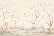 Muted Green Wallpaper Blossom Pastel Removable Wall Decor design