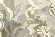 Abstract Botanical Wallpaper Oversized Leaves Muted Neutrals Removable Wall Decor design