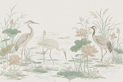 Wetland Landscape Wallpaper Cranes Removable Asian Inspired Wall Decor design