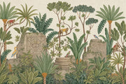 Tropical Jungle Wallpaper Green Foliage Removable Monkeys Wall Decor design
