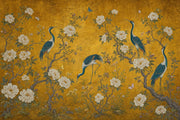 Muted Green Wallpaper Chinoiserie Gold Removable Wall Decor design