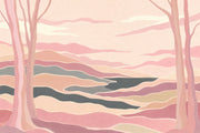 Pastel Landscape Wallpaper Abstract Hills Winding River Wall Mural design