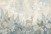 Woodland Landscape Wallpaper Deer Botanical Foliage Removable Wall Decor design
