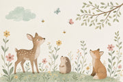 Woodland Animals Wallpaper Nursery Wallpaper Watercolor Wall Mural design