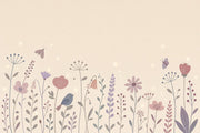Wildflowers Wallpaper Pastel Removable Butterflies Wall Decor design