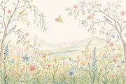 Wildflower Meadow Wallpaper Watercolor Spring Blossoms Wall Mural design