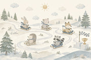 Winter Landscape Wallpaper Watercolor Removable Woodland Animals Wall Decor design