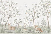 Woodland Wallpaper Watercolor Storybook Wall Mural design