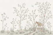 Muted Green Wallpaper Pastel Meadow Removable Watercolor Wall Decor design