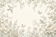 Vintage Botanical Wallpaper Floral Border Birds Wall Mural design