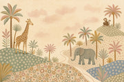 Pastel Safari Wallpaper Nursery Wallpaper Whimsical Landscape Removable Wall Decor design